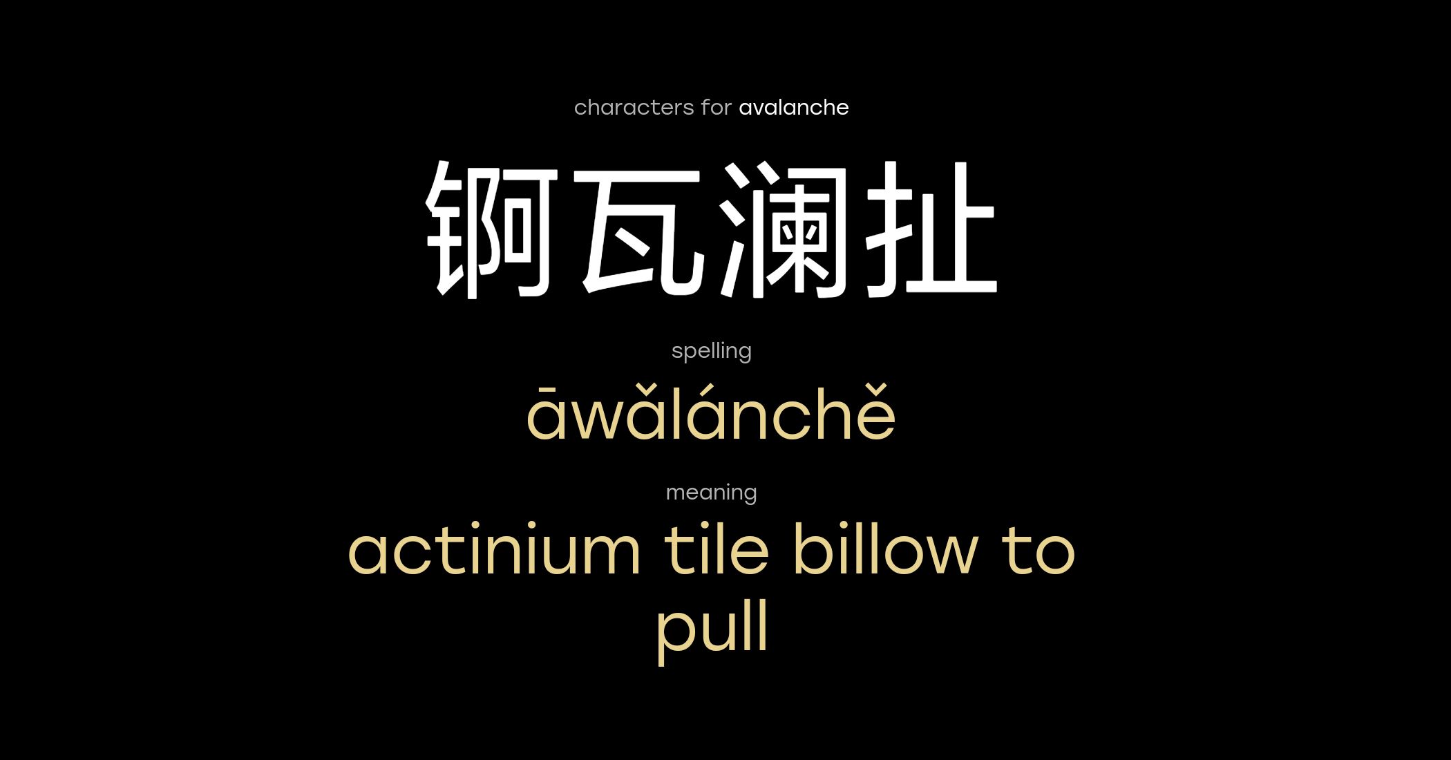 Meaning of name Avalanche in Chinese | Laoshi